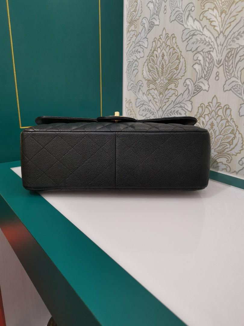 Thumbnail: #17 Like New Chanel Jumbo Classic Double Flap Black Caviar with GHW