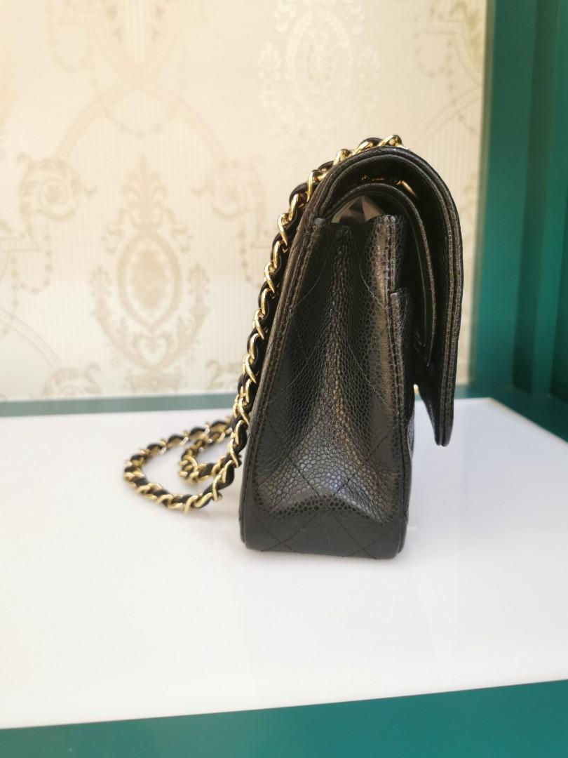 Thumbnail: #13 Chanel Classic Double Flap Medium Black Caviar GHW