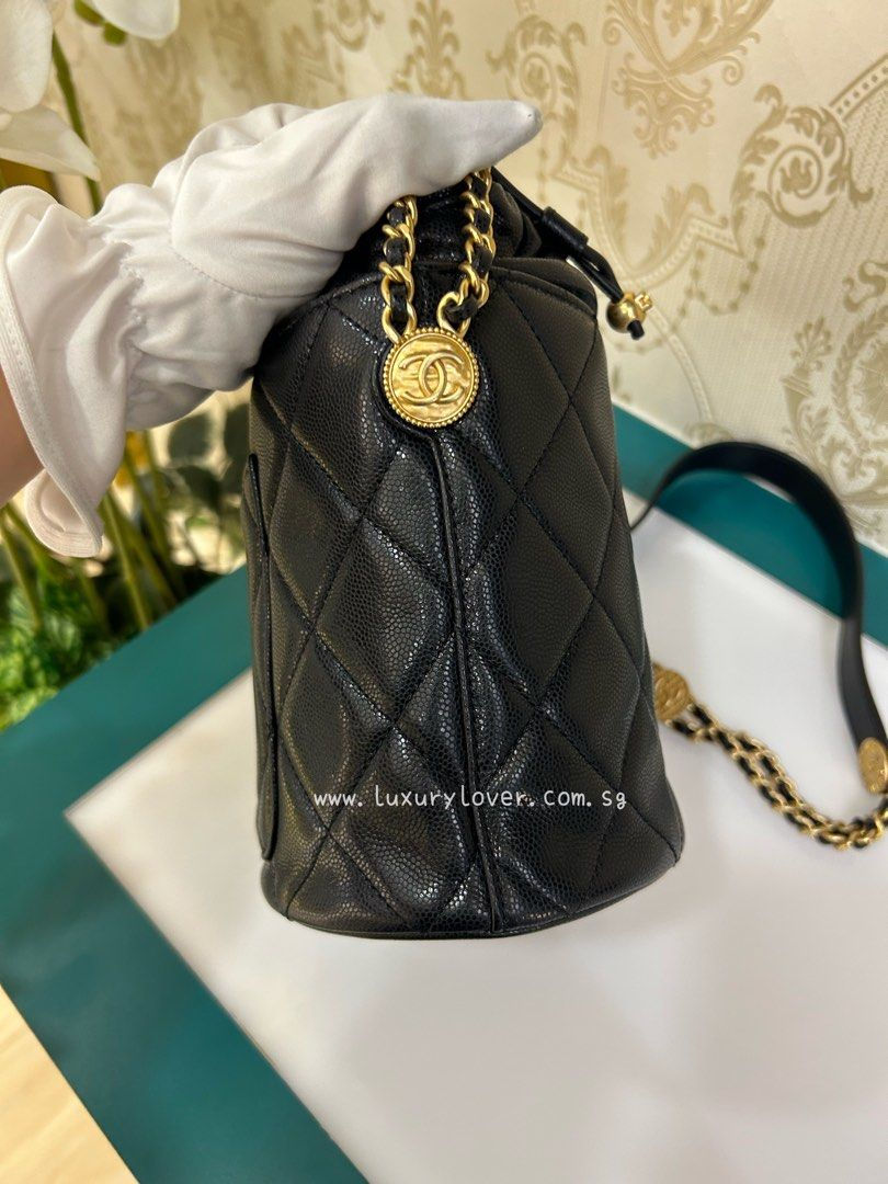 Thumbnail: Like New Chanel Bucket Shoulder Bag Caviar Black GHW