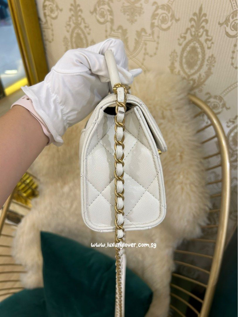 Thumbnail: LNIB Chanel 24A Mini Flap Bag with Top Handle White Caviar GHW
