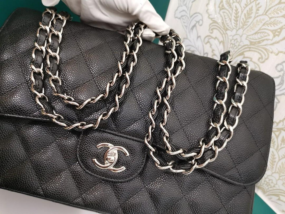 Thumbnail: #26 BNIB Chanel Jumbo Classic Double Flap Black Caviar with SHW