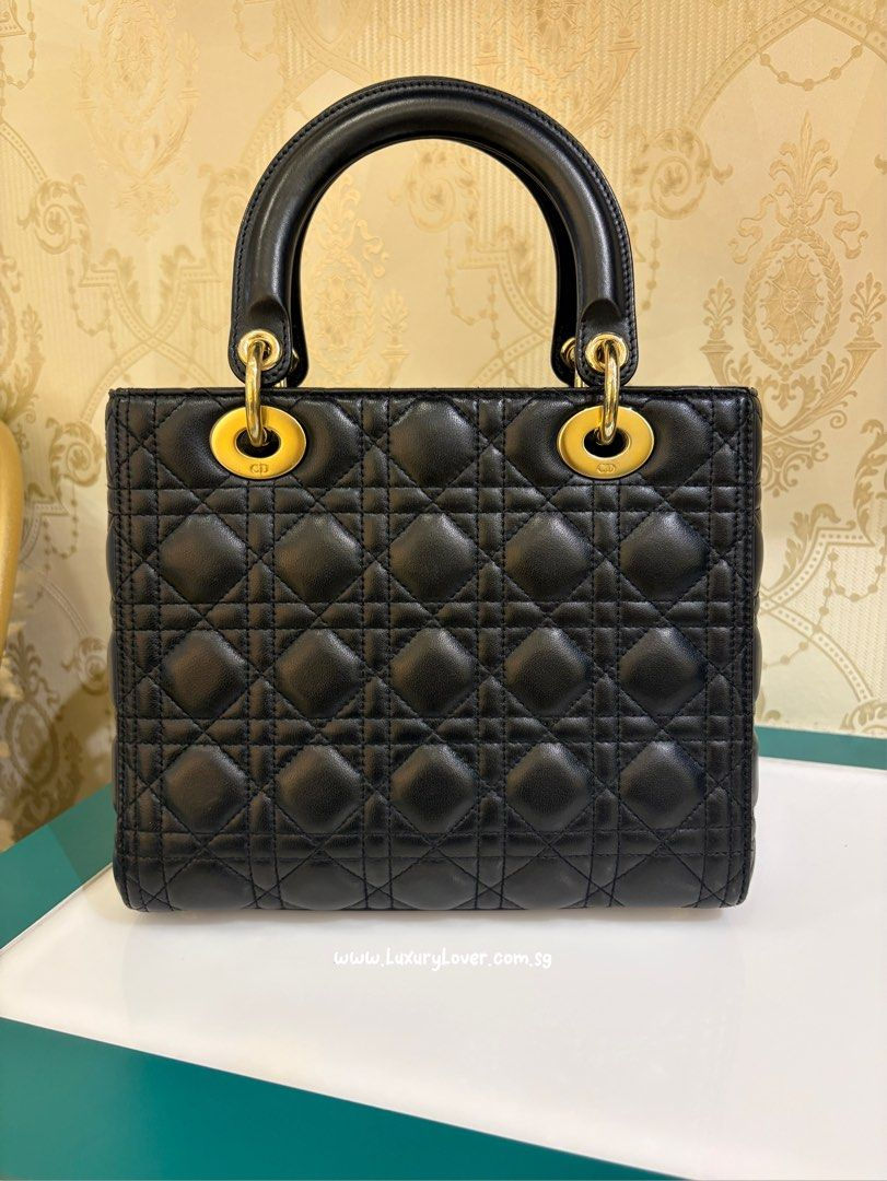 Thumbnail: Lady Dior Medium Black Lamb Flap Closure LGHW(Cash S$3,990)