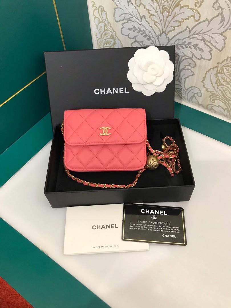 Thumbnail: Bidding for #30 BNIB Chanel Clutch with Chain Pink Lamb GHW