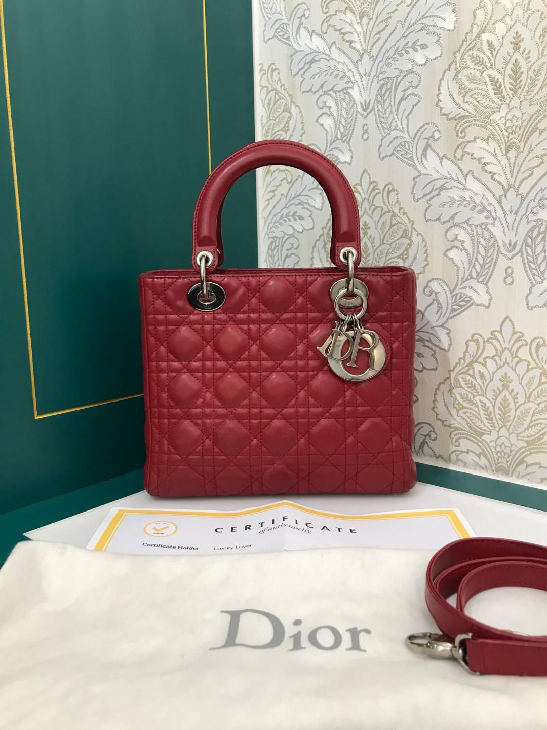 Lady Dior Red Calf medium with SHW