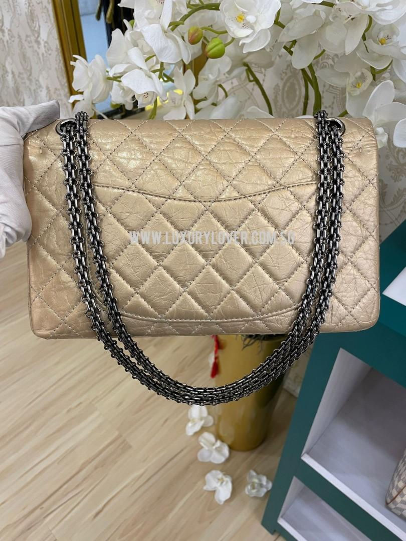Thumbnail: #14 LNIB Chanel 2.55 Reissue 226 Light Gold/Beige Distressed Calf RHW