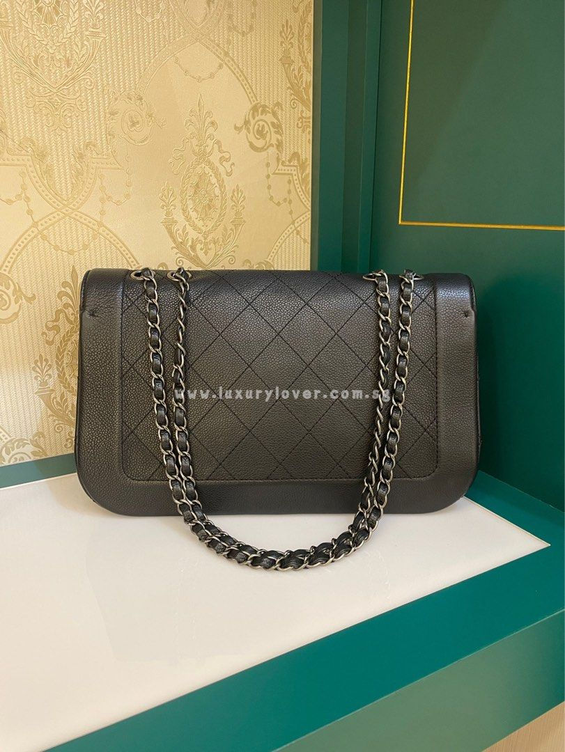 Thumbnail: #20 LNIB Chanel Flap Large Caviar / Grained Calf Black RHW