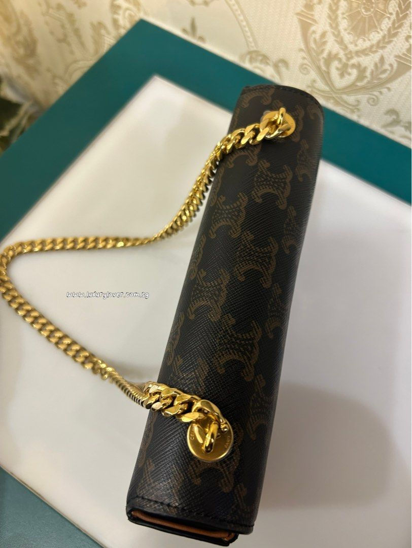 Thumbnail: Like New Celine Chain Shoulder Bag Claude in Triomphe Canvas Tan