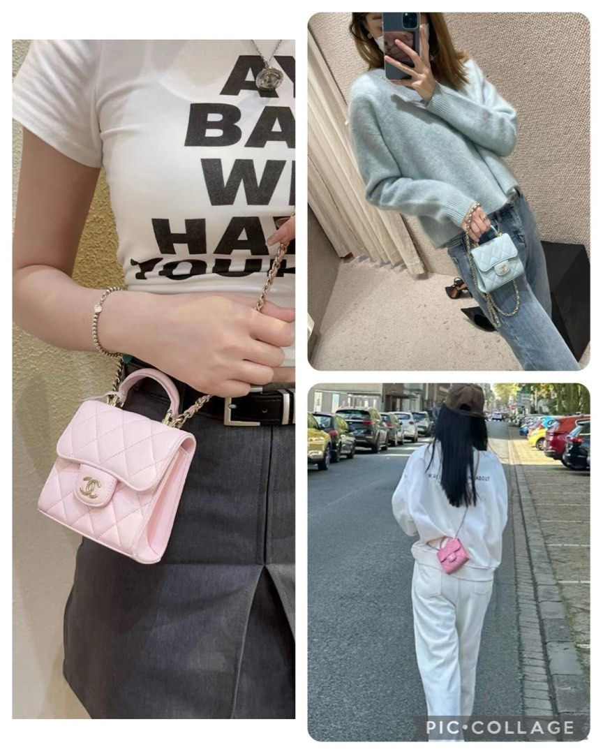Thumbnail: #31 BNIB Chanel 22P Clutch with Chain Top Handle Light Pink Lamb