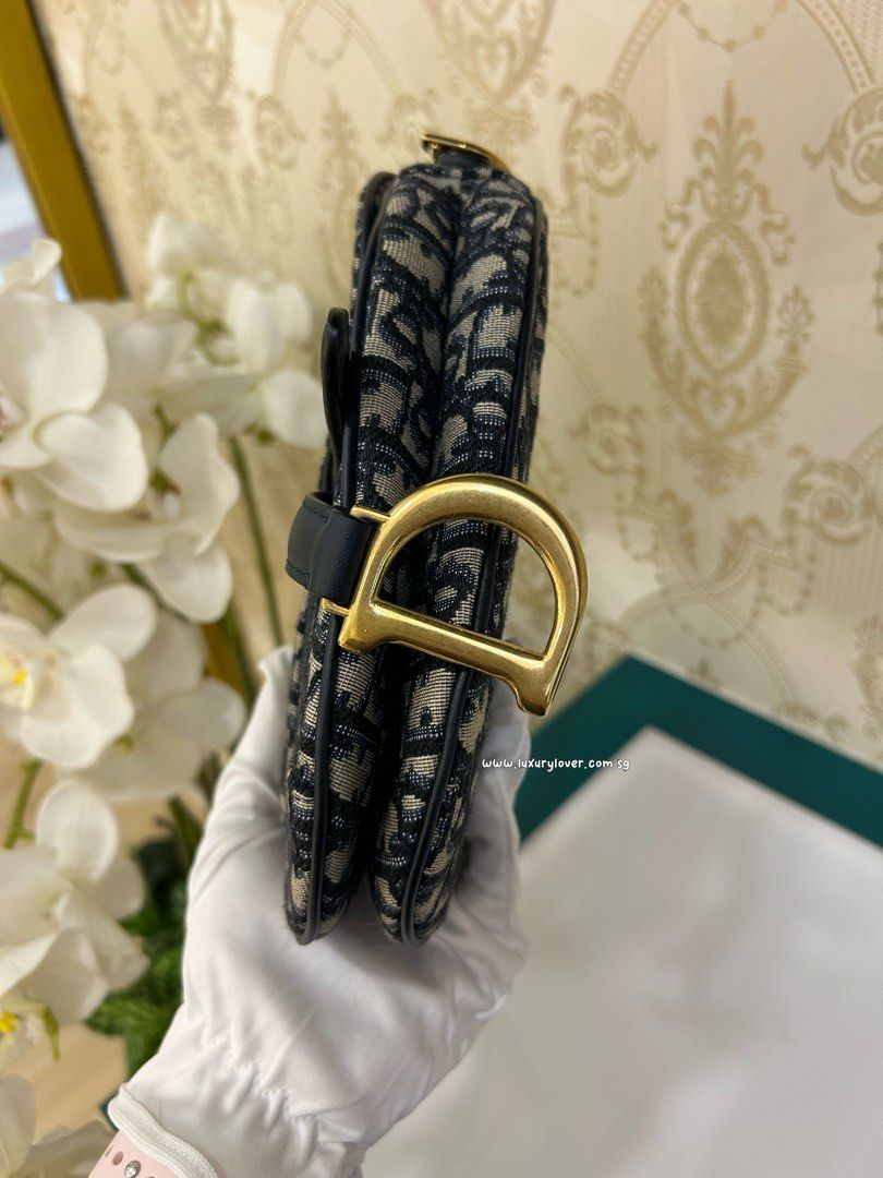 Thumbnail: Excellent Dior Saddle Bag Mini Blue Oblique Jacquard GHW