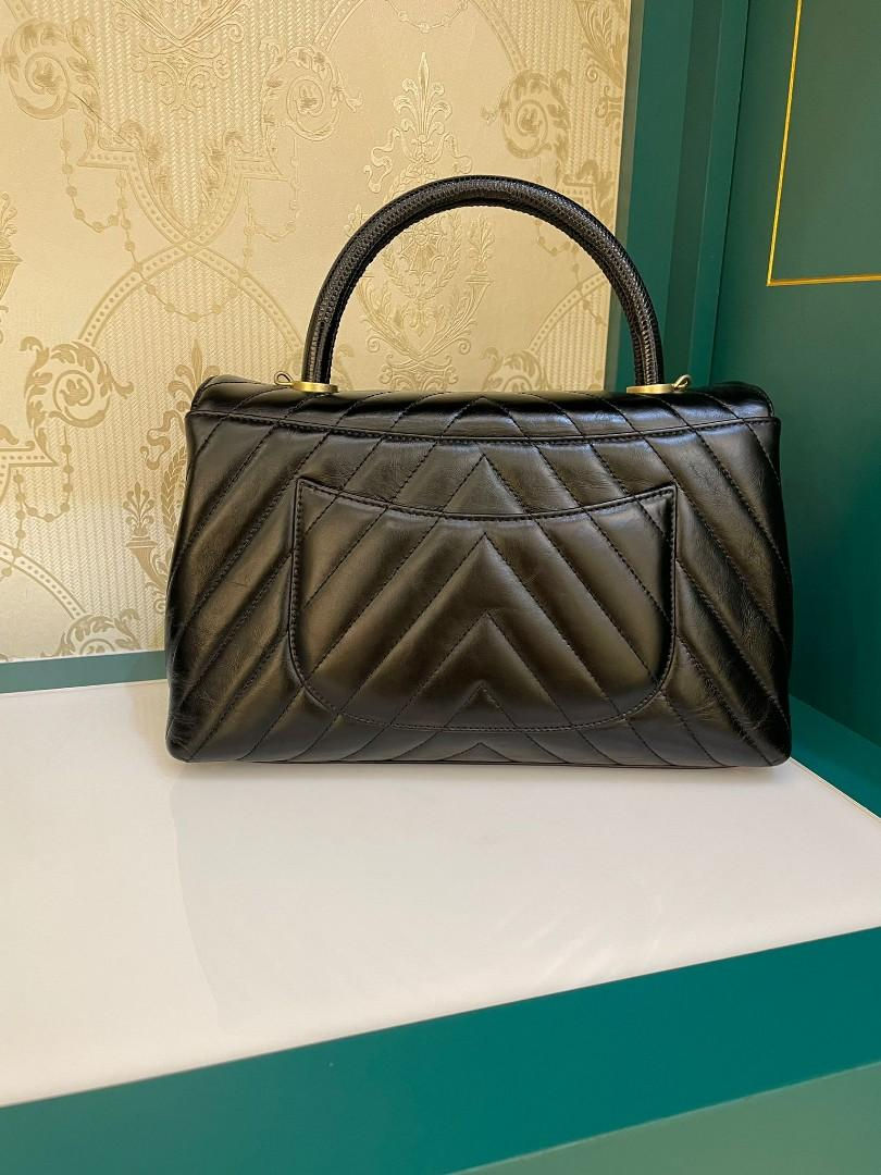 Thumbnail: #25 LNIB Chanel Coco Handle Medium Black Calf GHW Lizard