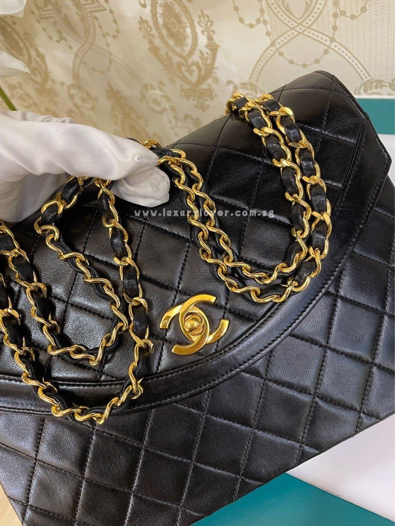 Thumbnail: Chanel Vintage Flap Quilted Black Lamb 24K GHW