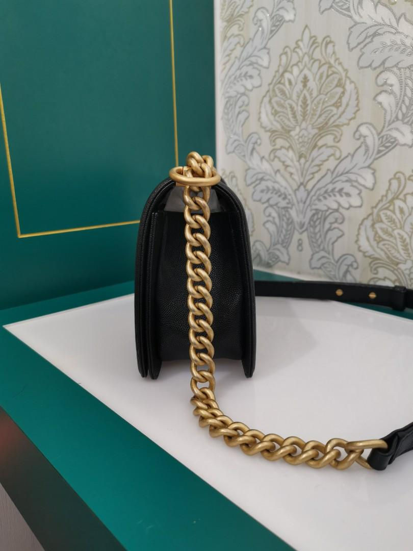 Thumbnail: #29 LNIB Chanel Boy Old Medium Black Caviar with aged GHW