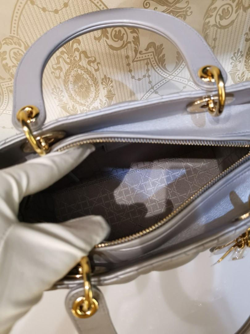 Thumbnail: Brand New Lady Dior Medium Pearly Grey Lamb GHW (Cash S$4,680)