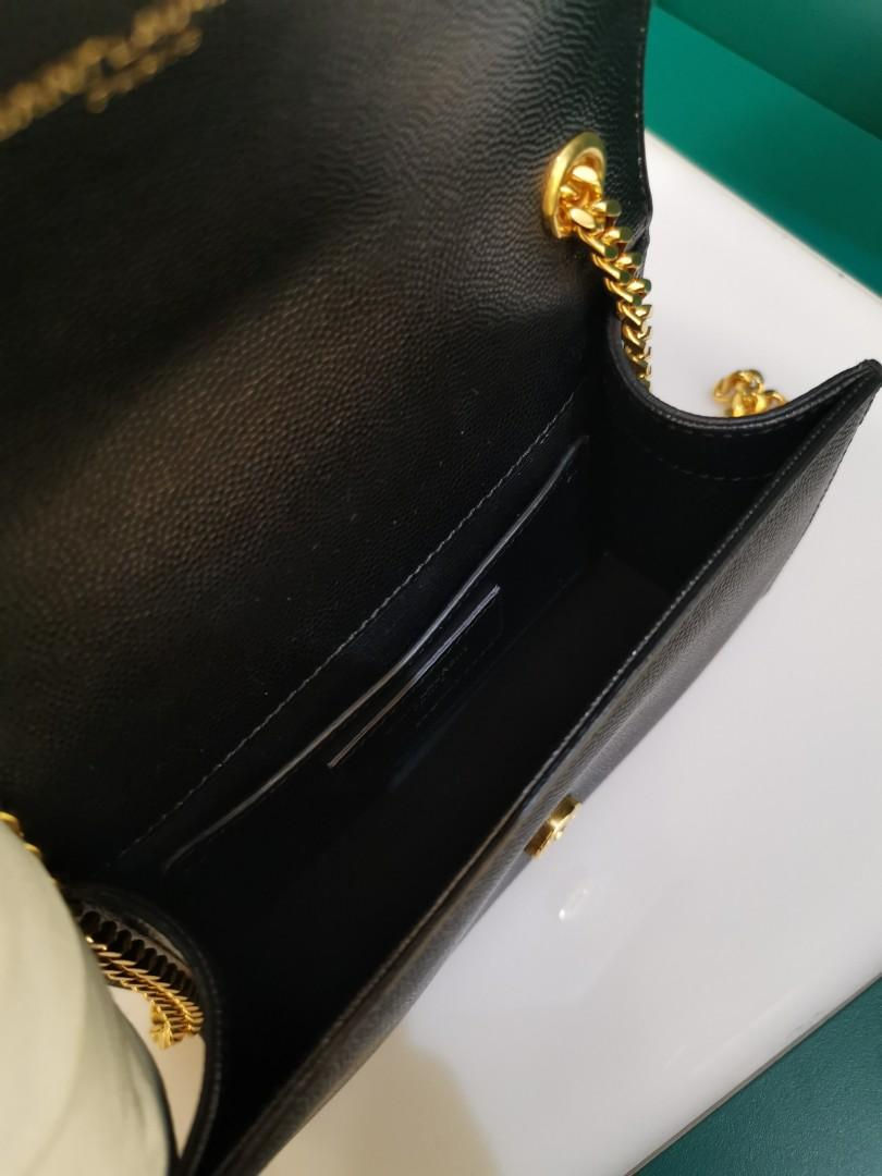 Thumbnail: Like New Ysl Saint Laurent Kate Mini WOC Black Grained Calf GHW