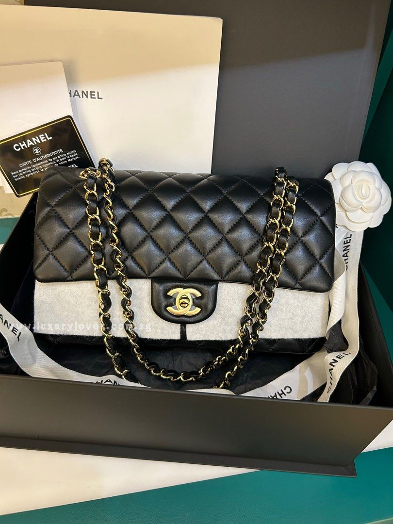 #24 BNIB Chanel Classic Double Flap Medium Black Lamb GHW