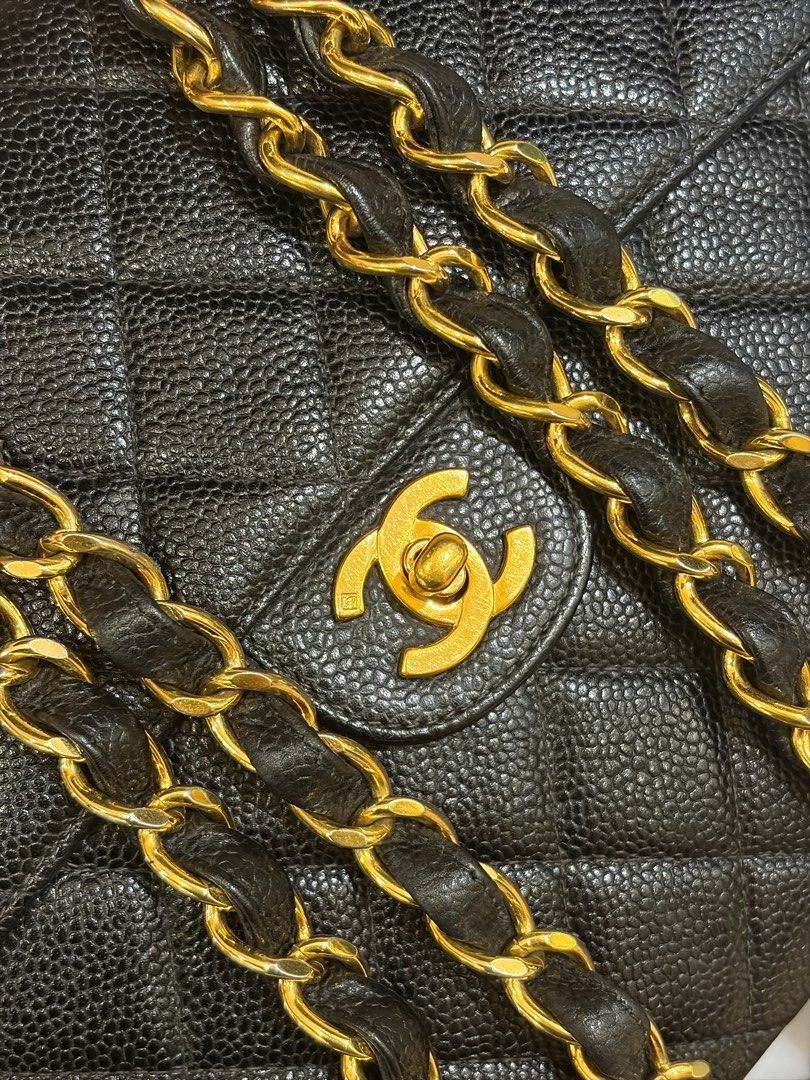 Thumbnail: Chanel Vintage Timeless Classic Large SF Black Caviar 24K Gold