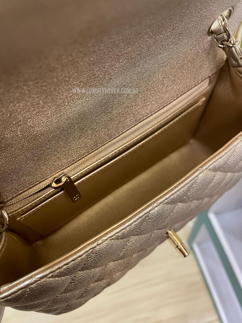 Thumbnail: #31 LNIB Chanel Mini Rectangle Gold Iridescent Grained Lamb Light GHW