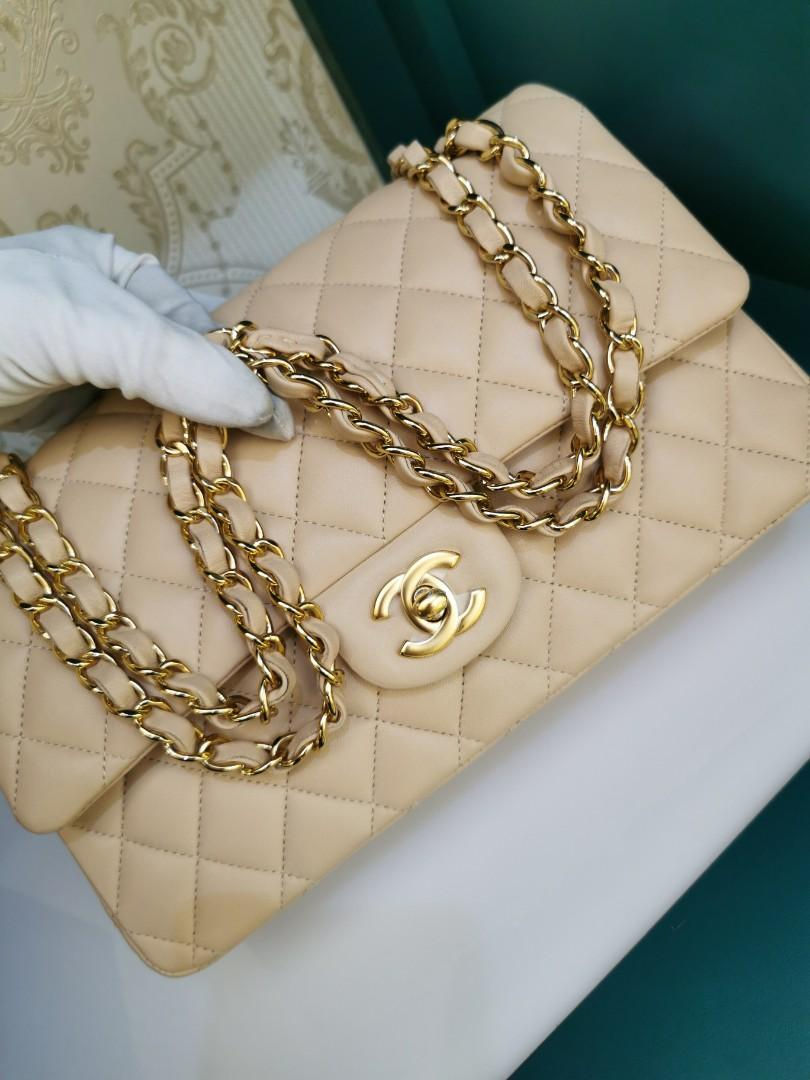 Thumbnail: #23 LNIB Chanel Classic Double Flap Medium Beige Lamb GHW