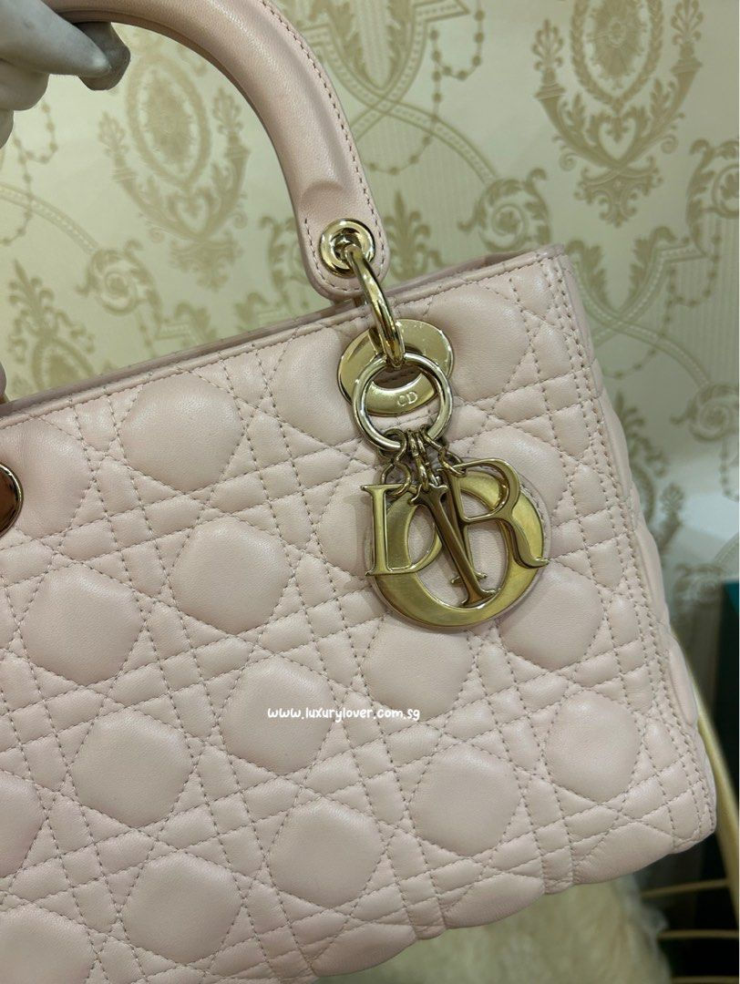 Thumbnail: Excellent Dior Lady Dior Medium Powder Pink Lamb LGHW