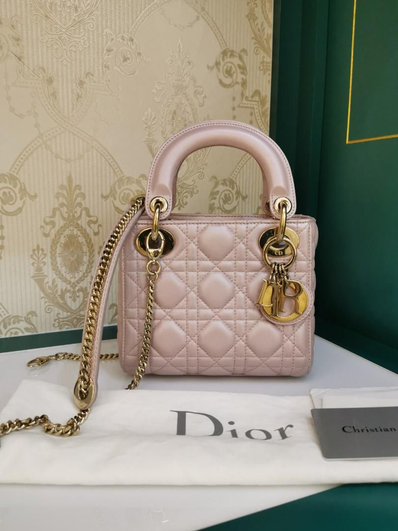 Like New Lady Dior Mini Lotus Pearly Pink Lamb GHW (Cash S$4,500)
