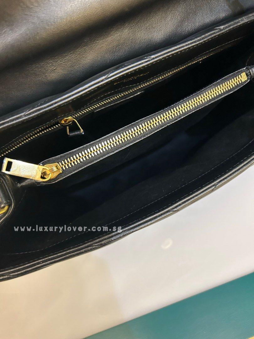 Thumbnail: YSL LouLou Medium Chain Bag Black Calf GHW