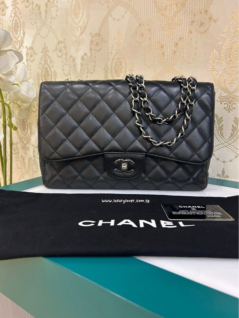 #12 Chanel Classic Jumbo Single Flap Black Caviar SHW