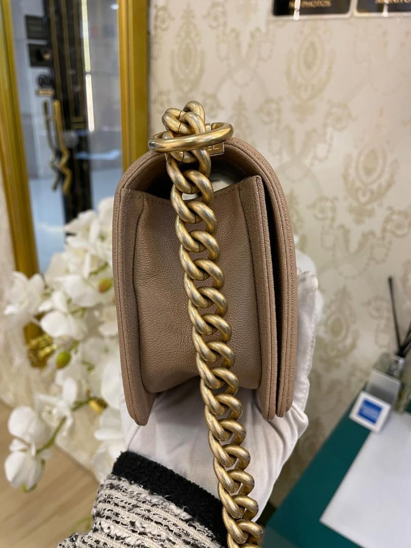 Thumbnail: #27 LNIB Chanel Boy Small Dark Beige Caviar GHW