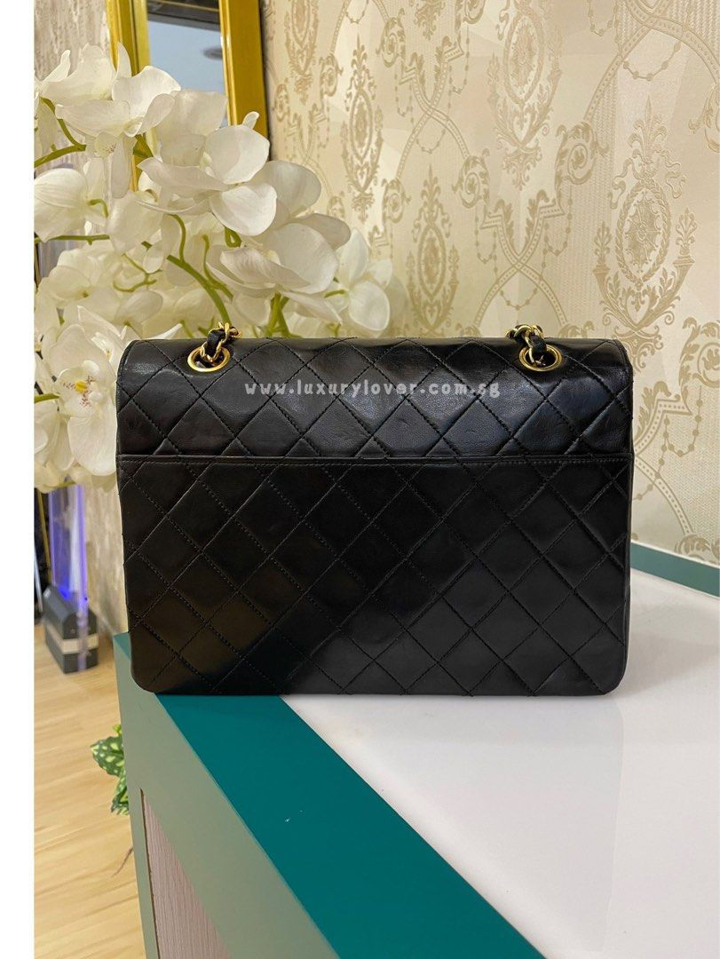 Thumbnail: Chanel Vintage Flap Quilted Black Lamb 24K GHW