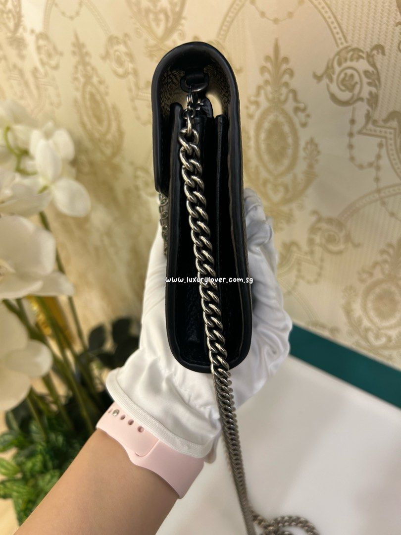 Thumbnail: Gucci Dionysus Leather Mini Chain Bag Black RHW