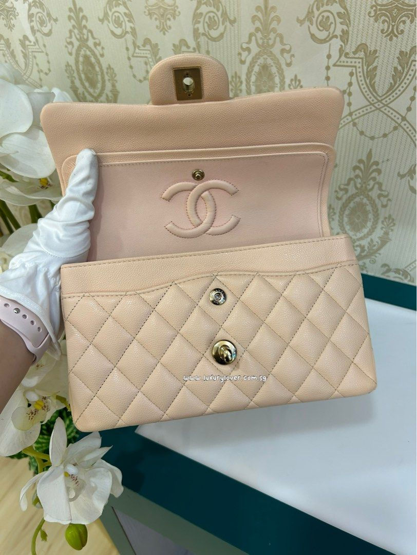 Thumbnail: LNIB Chanel Classic Double Flap Small Light Beige Caviar LGHW