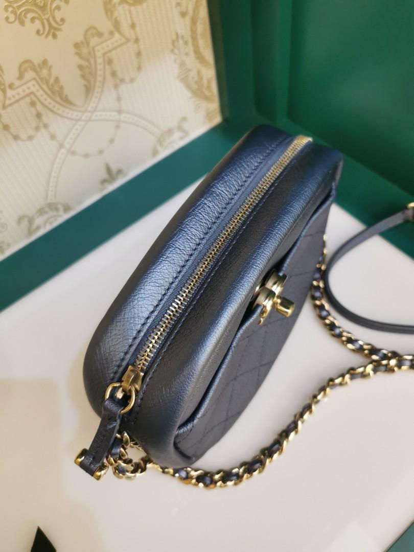 Thumbnail: #26 Like New Chanel Camera Case Blue Iridescent Goatskin GHW