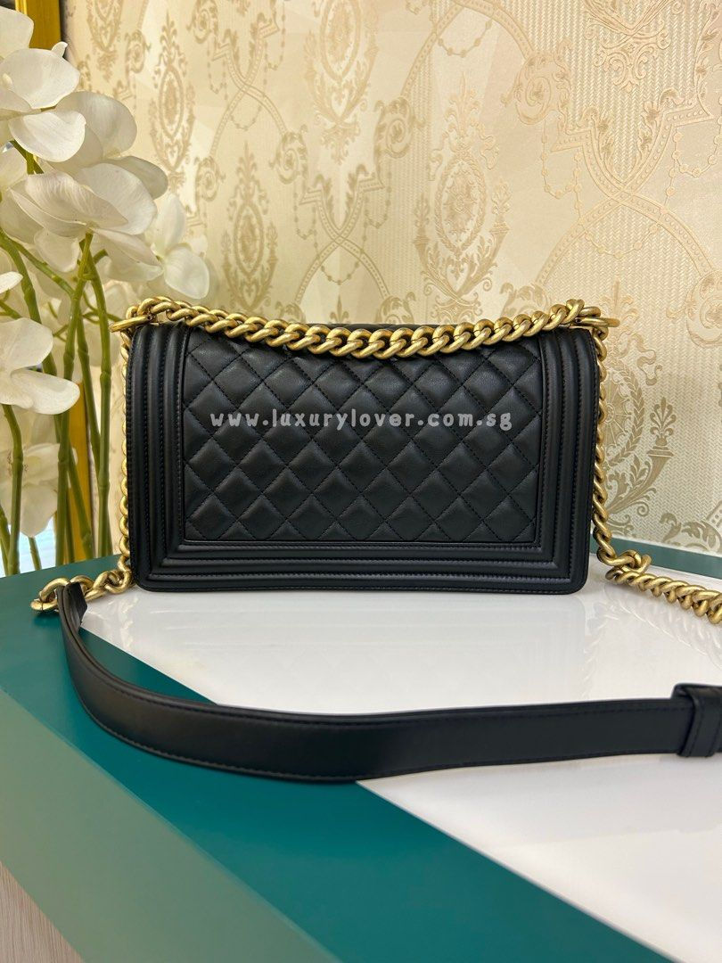 Thumbnail: #29 LNIB Chanel Boy Old Medium Black Calf GHW
