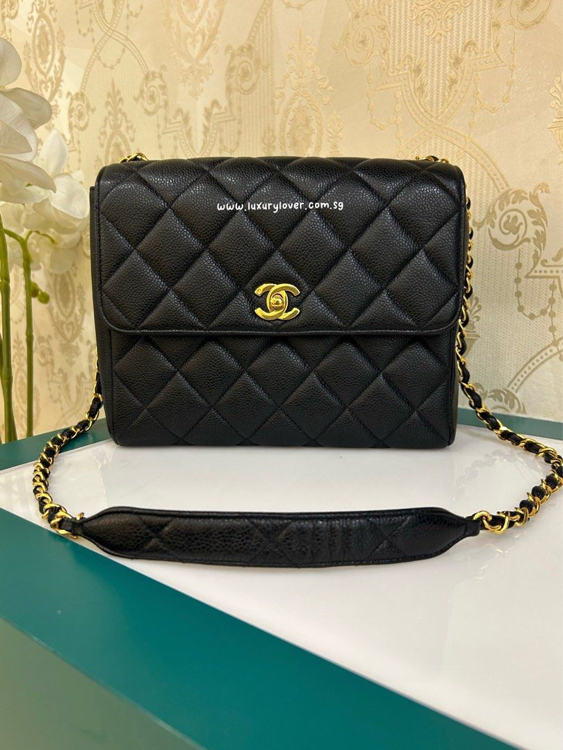 Thumbnail: #3 Chanel Vintage CC Square Black Caviar 24K GHW