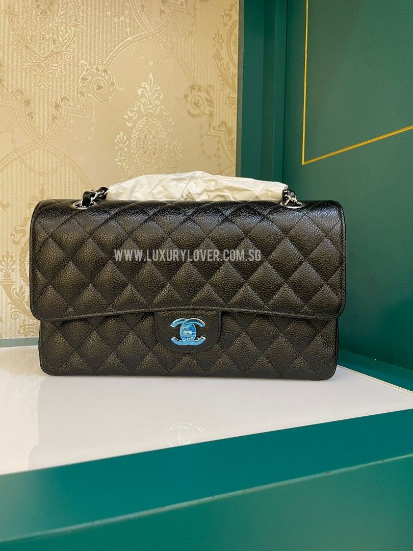 Thumbnail: #23 BNIB Chanel Classic Double Flap Medium Black Caviar SHW