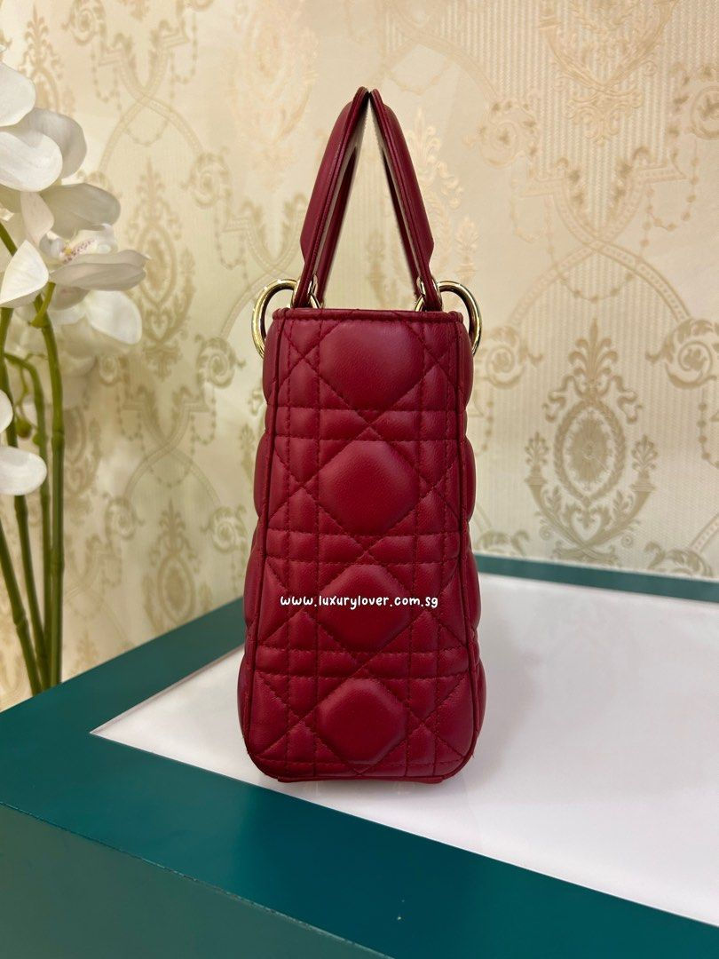Thumbnail: Lady Dior Small My ABCDIOR Dark Red Lamb GHW
