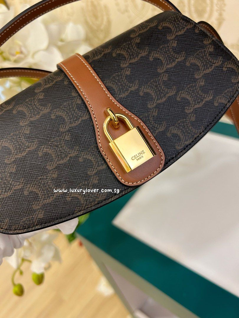 Thumbnail: Like New Celine Clutch on Strap Tabou in Triomphe Canvas & Calf GHW