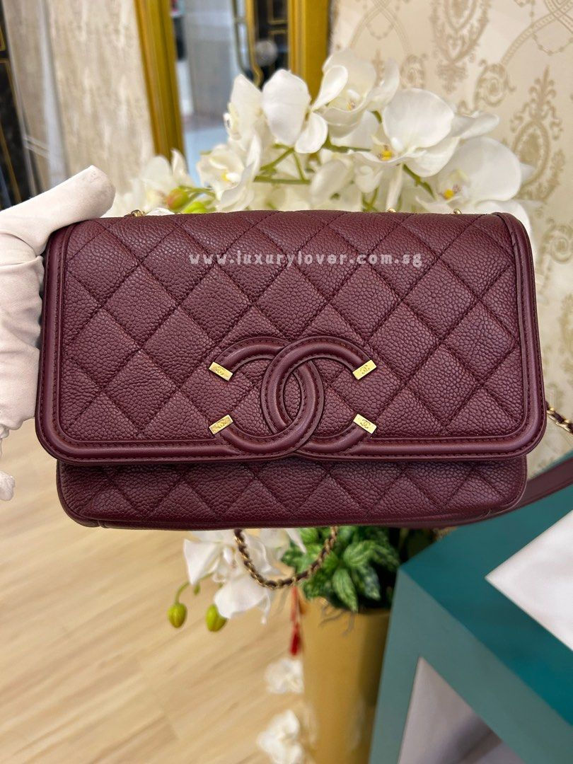 #22 Chanel CC Filigree Flap Small Burgundy Caviar GHW