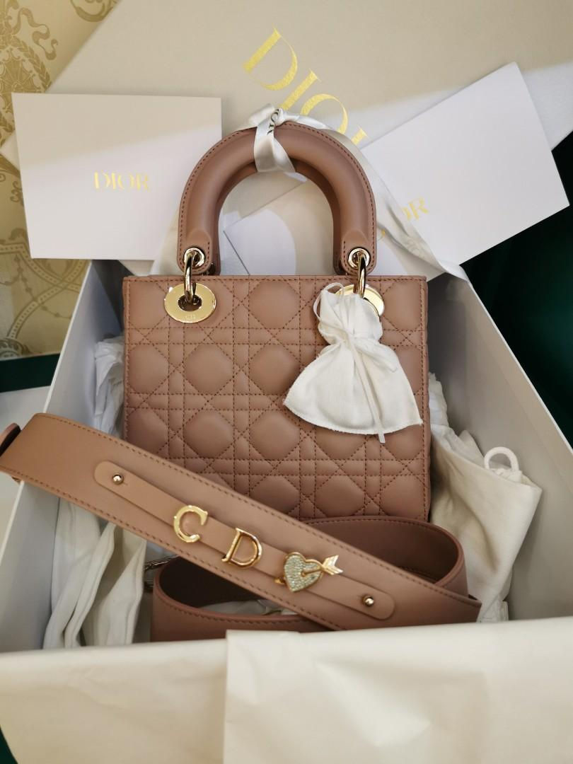 BNIB Lady Dior Small My ABC Dior Blush/Fard Lamb Light GHW