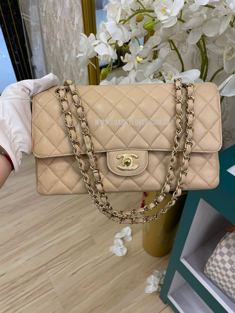 Thumbnail: #20 LNIB Chanel Classic Flap Medium Beige Caviar GHW