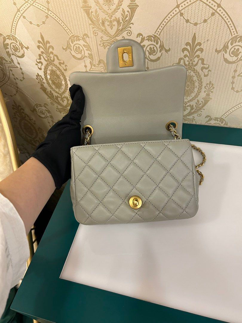 Thumbnail: Chanel Mini Flap Pearl Crush Grey Lamb Gold Hardware