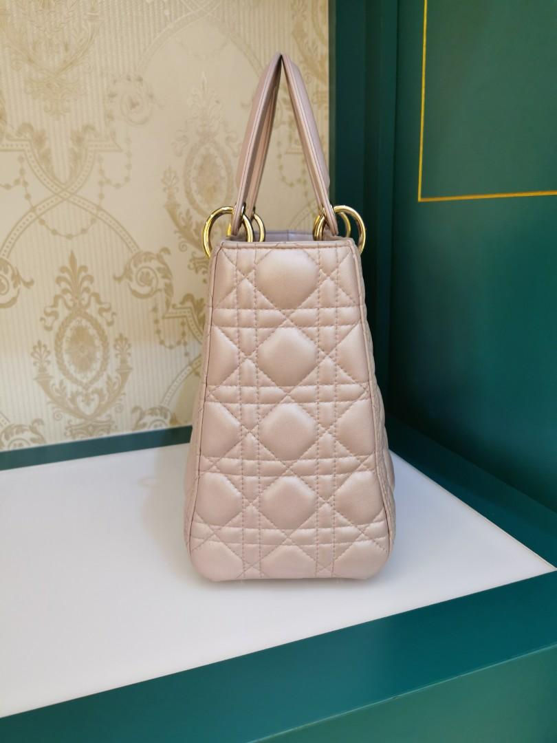 Thumbnail: Like New Lady Dior Medium Lotus Pearly Pink Lamb Light GHW