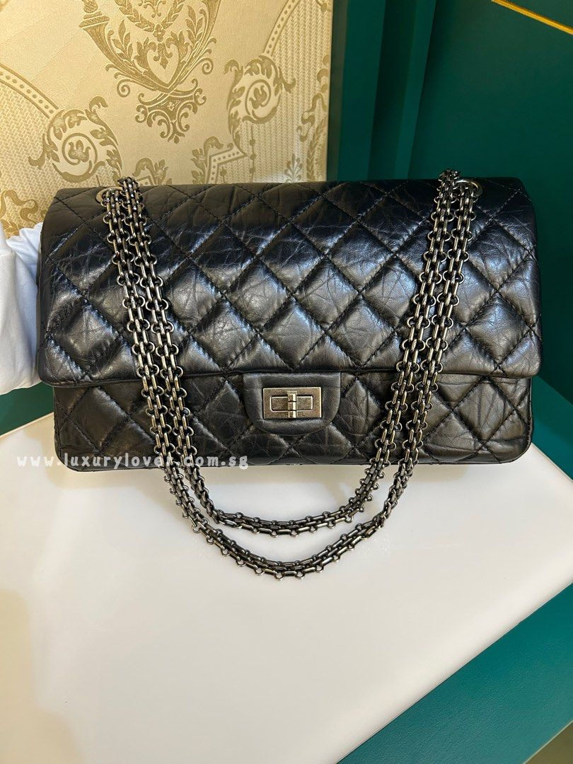 Thumbnail: #19 LNIB Chanel 226 2.55 Reissue Black Distressed Calf RHW