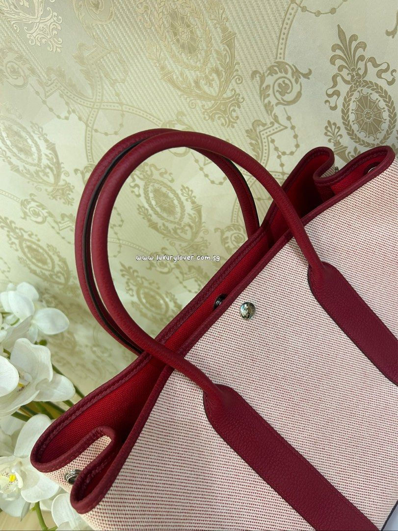 Thumbnail: Like New Hermes Garden Party PM 36 Canvas/Calf PHW