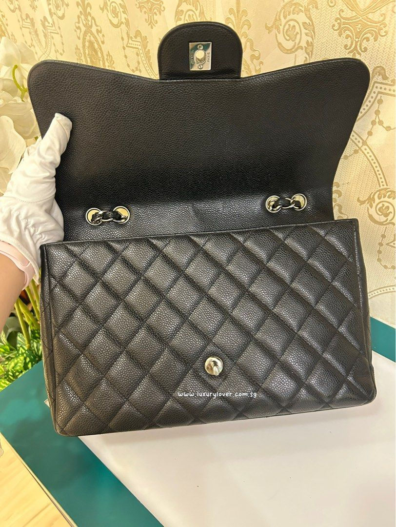 Thumbnail: #12 Chanel Classic Jumbo Single Flap Black Caviar SHW