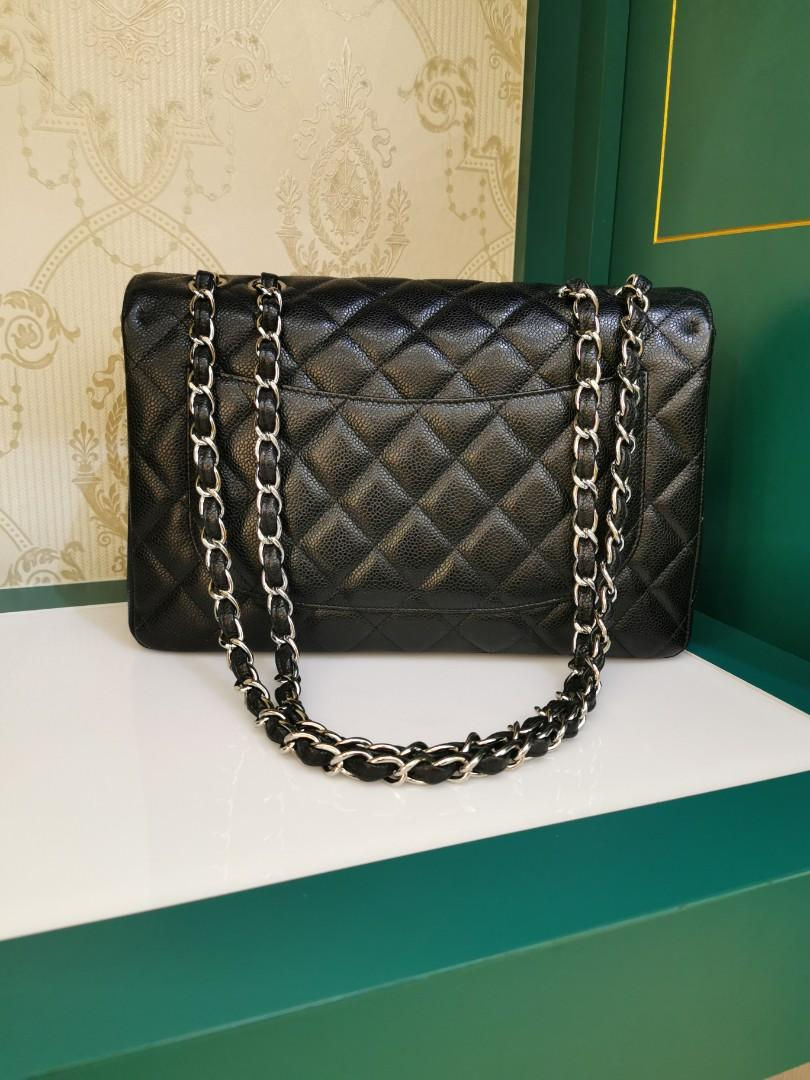 Thumbnail: #13 LNIB Chanel Jumbo Classic Single Flap Black Caviar SHW