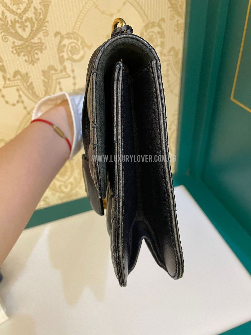 Thumbnail: Like New Dior Addict Shoulder Bag Medium Black Lamb GHW 