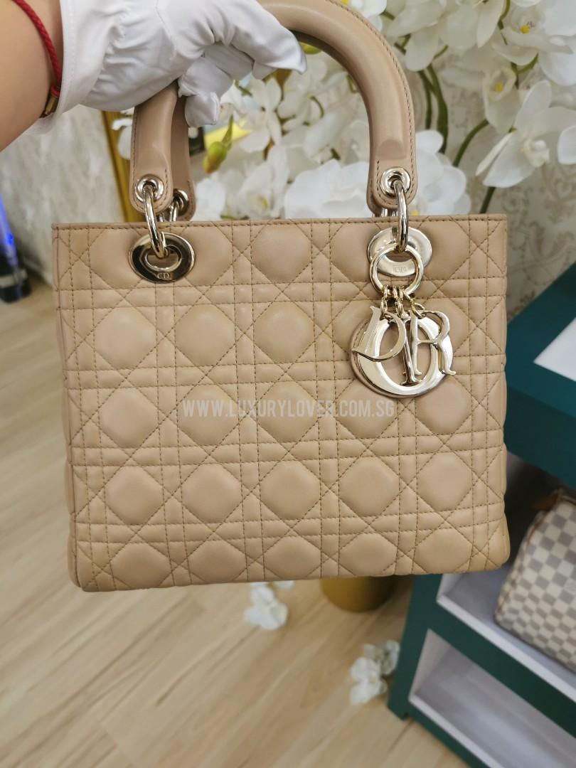 Thumbnail: Like New Lady Dior Beige / Cream Lamb Light GHW