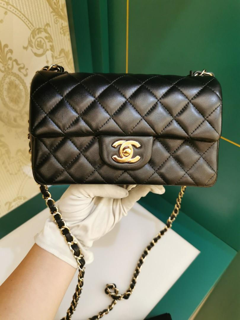 Thumbnail: #30 LNIB Chanel Mini Rectangle Black Lamb Light GHW