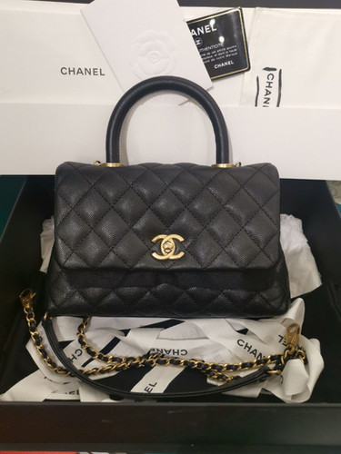 #24 BNIB Chanel Coco Handle Mini/Small Black Caviar with GHW | LuxuryLover