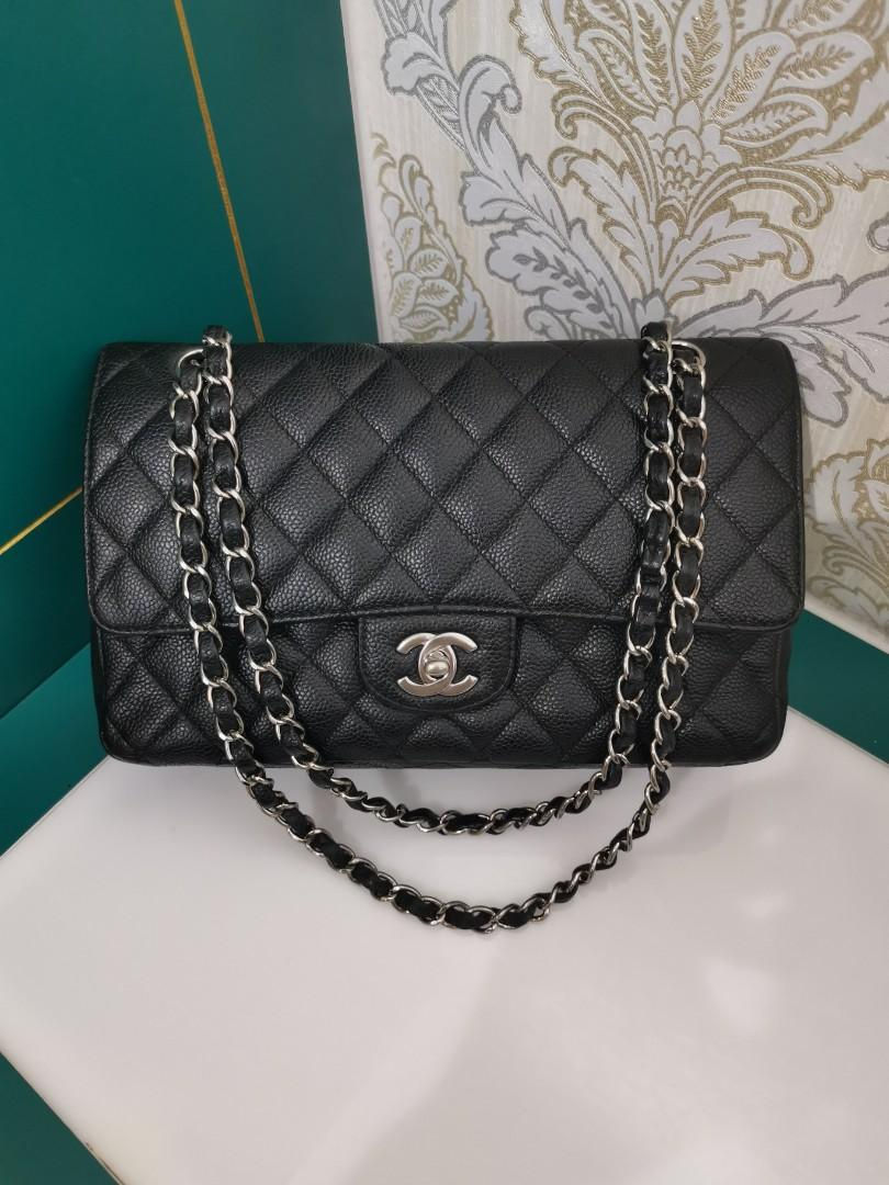 Thumbnail: #13 Chanel Medium Classic Double Flap Black Caviar SHW